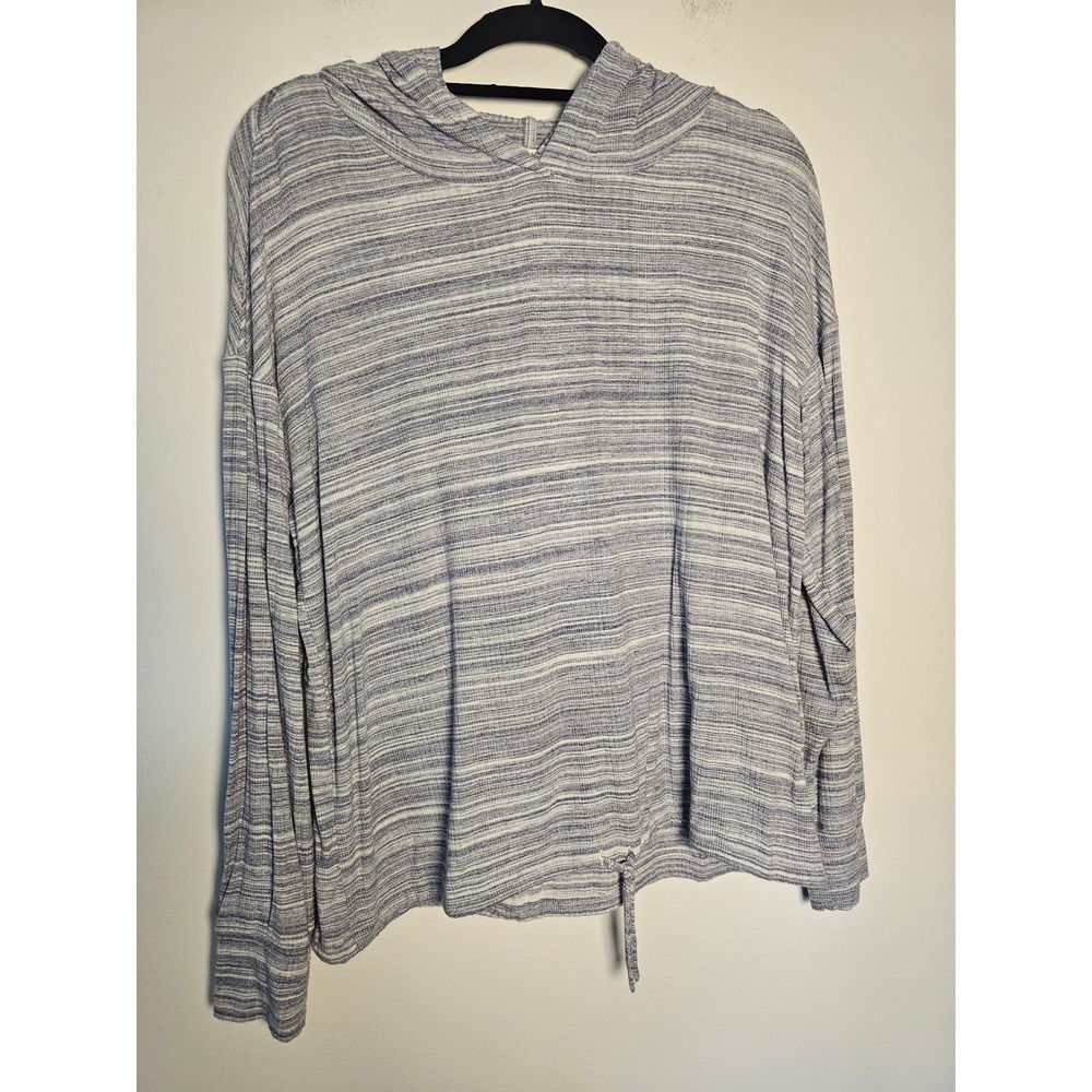 Coastal Workshop Republic Clothing Hoodie Womens XL Blue Space Dye Ribbed Tie